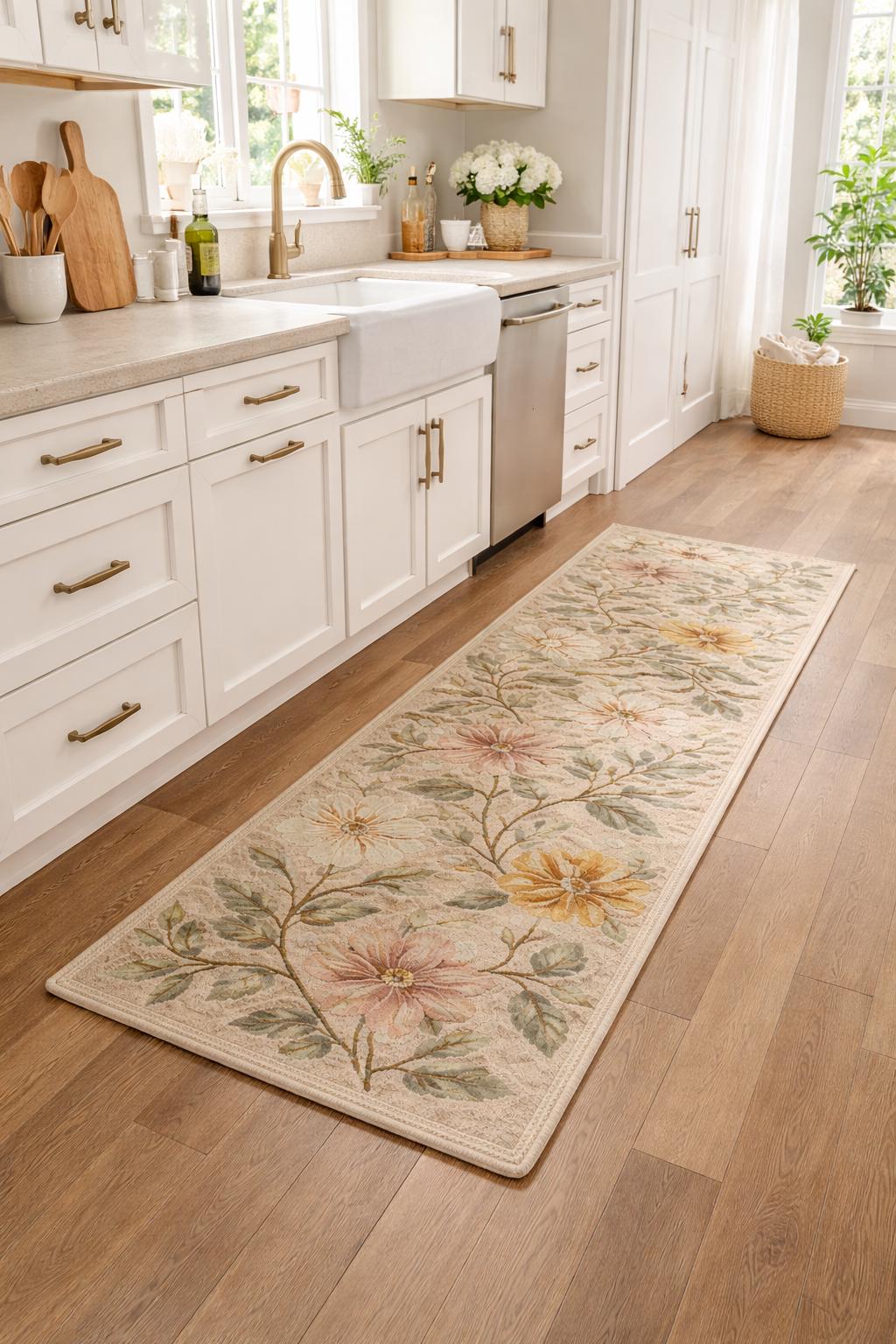 Hand Tufted Wool Floral Runner Rug, Neutral Botanical Hallway Carpet - Etsy