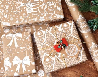 Weihnachtsgeschenkpapier – Festliches Dekopapier mit Schneeflocken, Geschenkpapier für Geschenke, Blumensträuße, DIY-Projekte