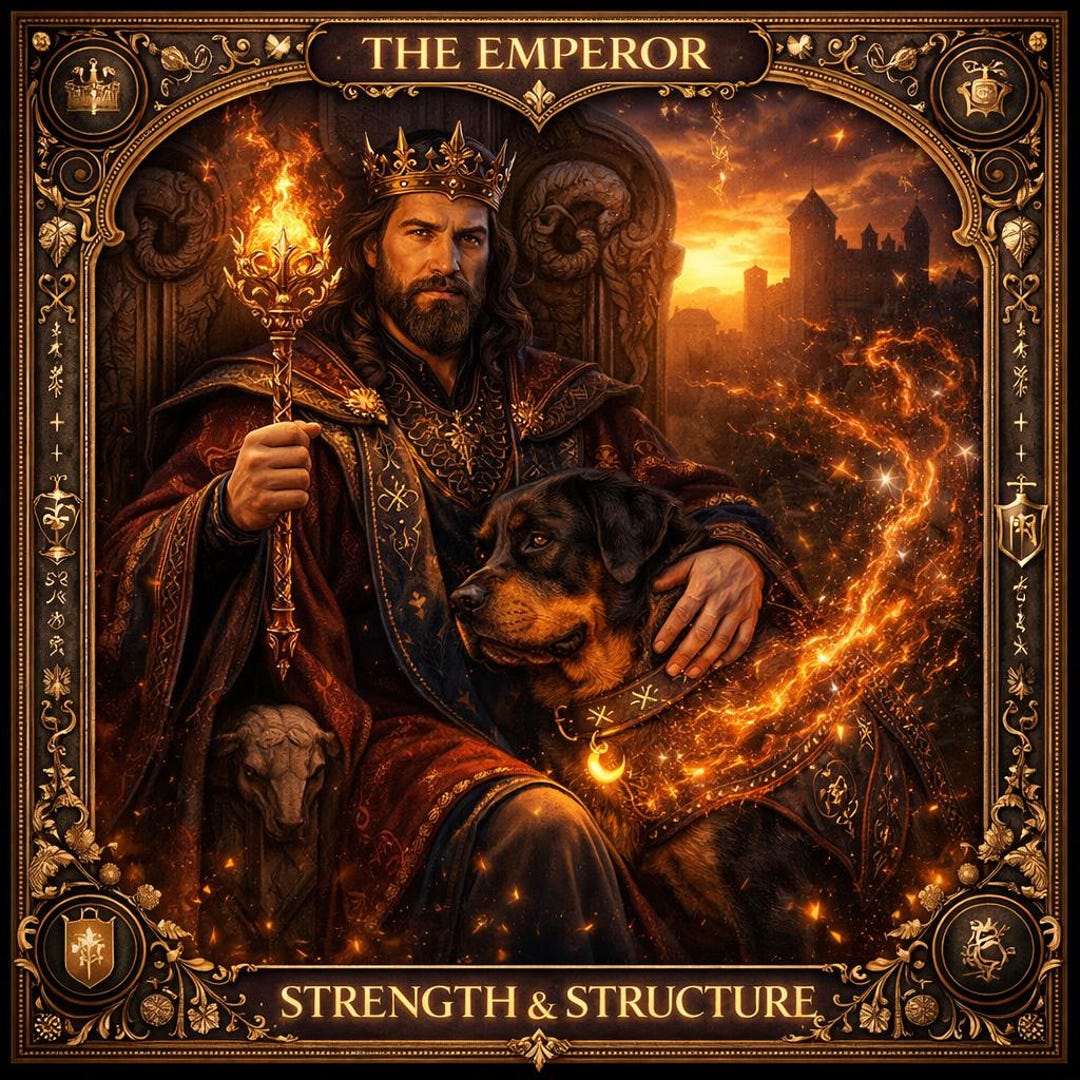 Emperor Rottweilers Custom Tarot Card Digital Portrait the Emperor Rottweiler Art ...