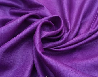 Tussar Muga Silk Fabric, Handloom Pure Silk, Rich Purple Handwoven Silk, Artisan Indian Textile, Silk Fabric by Yard