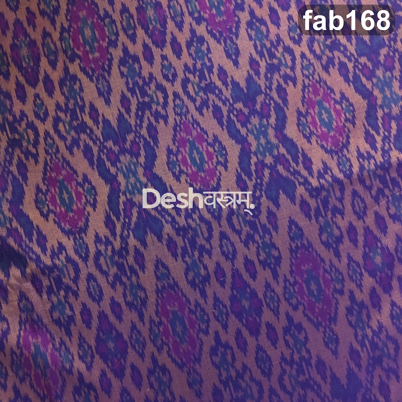 Iridescent Gold, Blue Handloom Pochampalli Ikat cotton silk Fabric, Artisan Crafted Indian Textile, 44" wide clothing home decor image 9