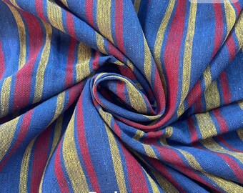 Tessuto Kutch Organic Kala Cotton Handloom – Strisce verticali multicolori, larghezza 44"