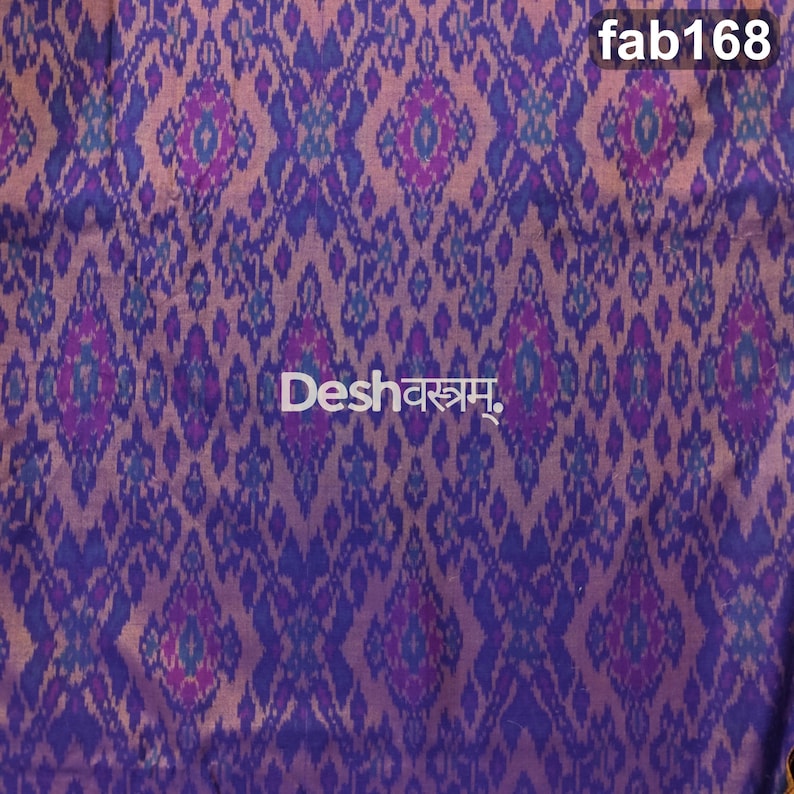 Iridescent Gold, Blue Handloom Pochampalli Ikat cotton silk Fabric, Artisan Crafted Indian Textile, 44" wide clothing home decor image 4