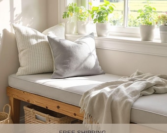 Made to Measure Bench Cushion with Removable Cover, 2 inch thick, Slim Indoor Seat Pad for Window Bench
