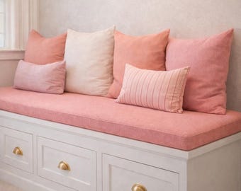 2 inch thick-Custom Bench Cushion, Made to Measure Window Seat Cushion, Slim Indoor Bench Cushion, Removable Zippered Cover