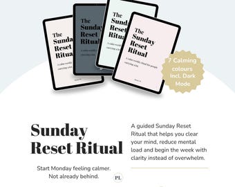Sunday Reset Planner a Weekly Ritual for Overwhelmed Women with Brain Dump & Mental Load Planner