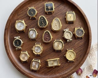 Vintage Watch Faces for Jewelry Making, Gold Mini Watch Dials, DIY Bracelet Charms, Assorted Watch Parts