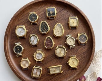 Werkende vintage wijzerplaten met batterijen, gouden miniwijzerplaten, doe-het-zelf armbandbedels, diverse horlogeonderdelen, functionele uurwerken