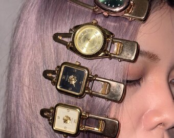 Armbanduhr Gesicht Haarspange, Gothic Punk Haarspange, Vintage Watchcore Haarschmuck, Statement Haarnadel, Alt Girl Clip