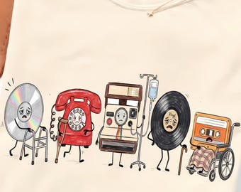 Divertido PNG de tecnología retro, diseño de humor de grupo de la vieja escuela que envejece, camiseta de cumpleaños con nostalgia vintage, descarga digital por sublimación.