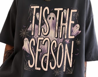 Fantasma de temporada PNG, diseño vintage de sublimación de Halloween, descarga digital retro de temporada espeluznante, gráfico de camiseta de otoño desgastada
