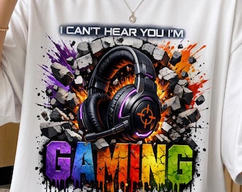 I Can't Hear You I'm Gaming PNG Gamer Shirt Sublimations-Headset DTF Transfer Design Videospiel Zitat Jungen Teen Geschenk Digitaler Download