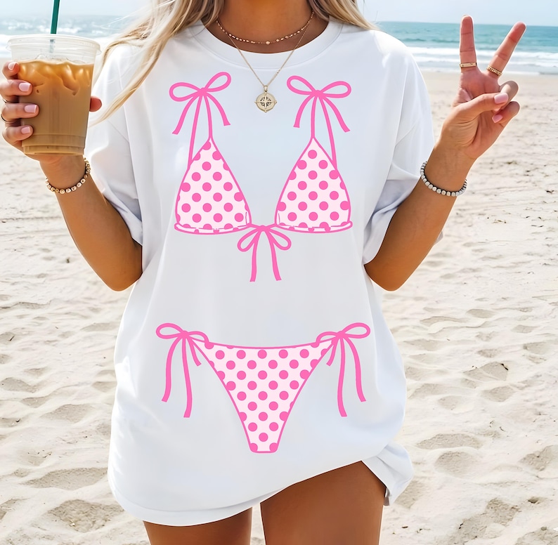 Preppy lake girl bikini shirt design bundle with camo, leopard, and checkered swimsuit graphics for sublimation printing.