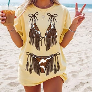Beach vacation shirt PNG bundle featuring trendy swimsuit graphics in aesthetic pastel t-shirt mockups.