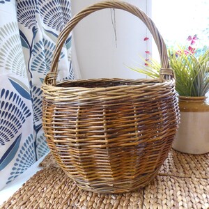 A Handmade Willow Basket with Handle