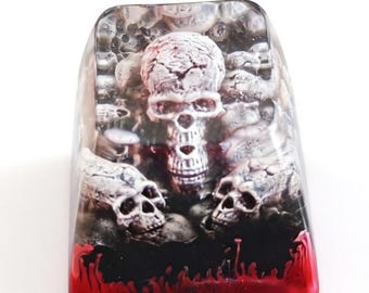 Skull Flash Artisan Keycap - Handmade Cool Resin ESC Keycap, Funny Glow Collectible for Backlit Keyboards