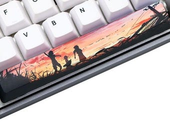 Tecla de barra espaciadora Anime Ocean Cafe hecha a mano, teclas artesanales, teclas de teclado lindas, teclas personalizadas, teclas divertidas, teclas PBT