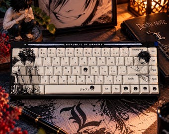 Deathnote Keycap Set, L Anime Keycaps, Gothic Custom Keycaps, Novelty Artisan Keycap Set, Cool Mechanical Keyboard Keycaps