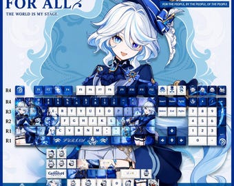 Furina Keycap Set Anime PBT Keycaps Custom Full Keycap Set Cute Gaming Keycaps Themed Keyboard Caps