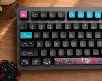 LoL Keycap Set Gaming PBT Keycaps Custom Anime Keycap Set Engraved Keyboard Caps Full Keycap Set for Mechanical Keyboard