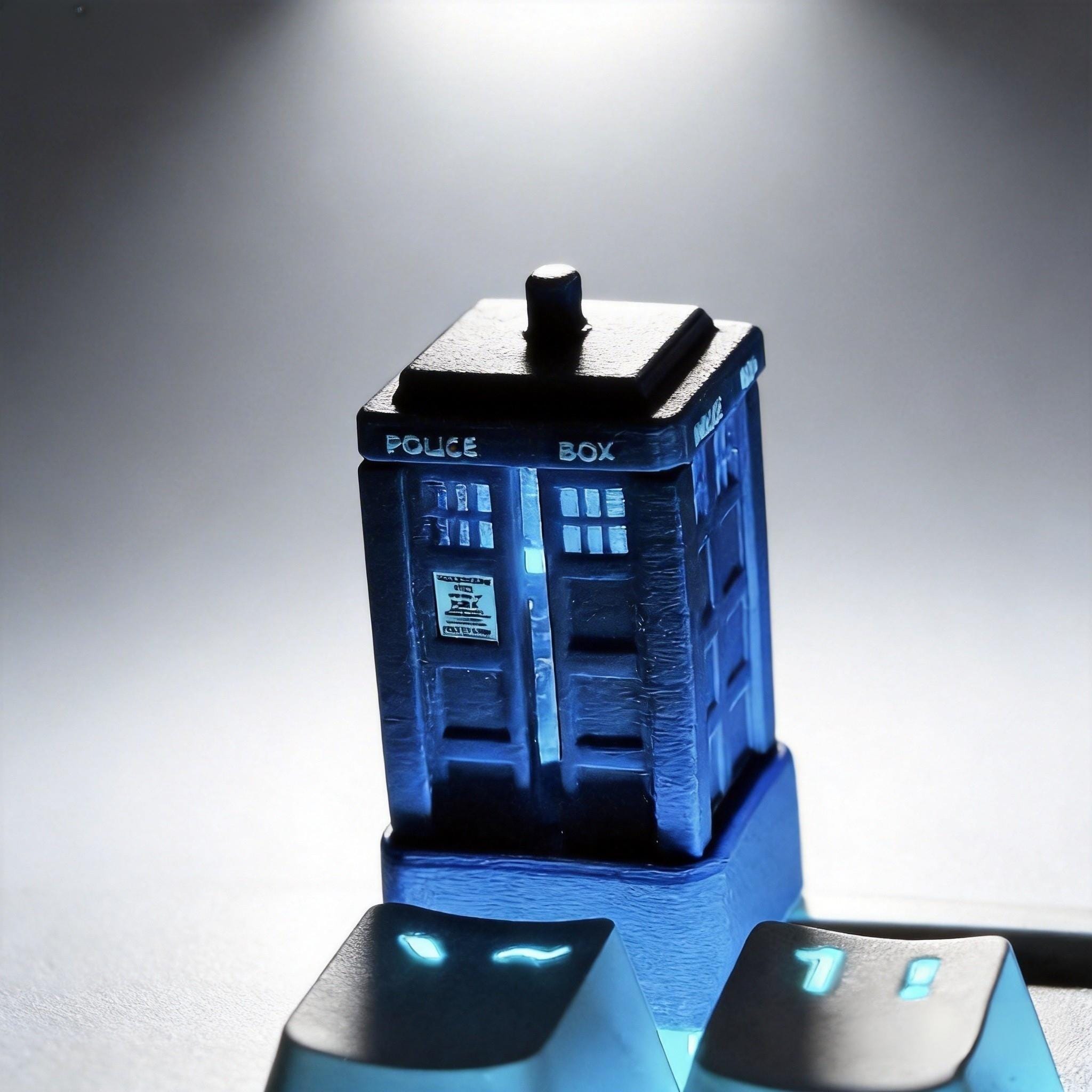 Telephone Booth Artisan Keycap - Handmade Resin Escape Keycap, Cute Unique Desk Accessory Gift for Gamers