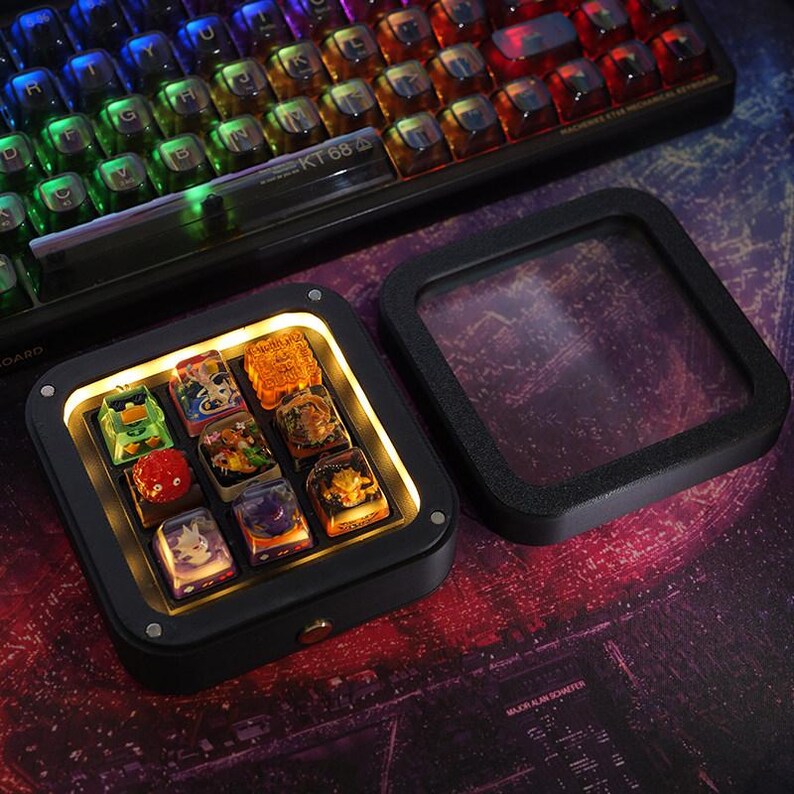 Led Display Key Caps Artisan Keycap Storage Box LED Keycap Display Case Mechanical Keyboard ...