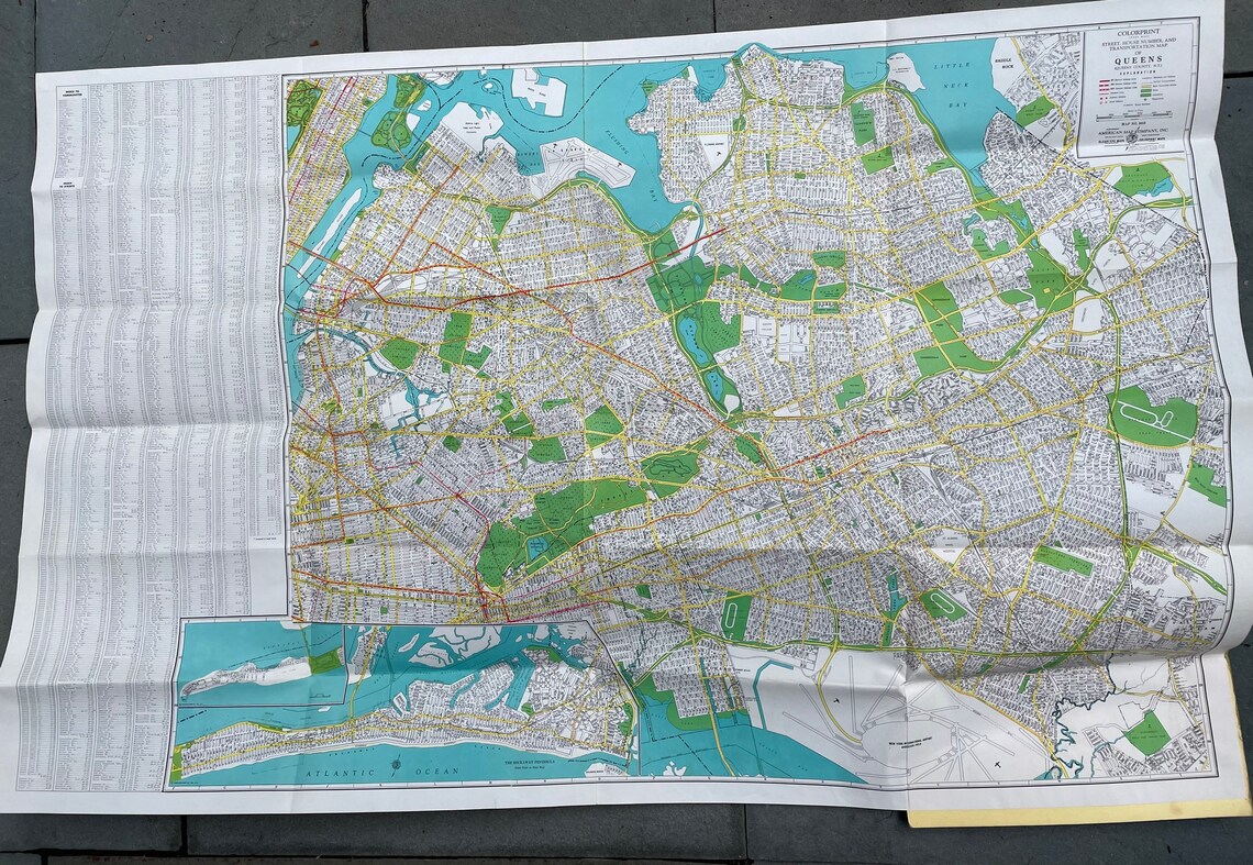1950s large foldup street map of Queens NY 24 x Etsy