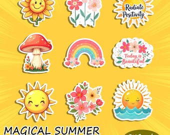 Clipart de verano: imágenes imprimibles de alta resolución (descarga digital) para calcomanías, impresiones de pared, Cricut y materiales inspiradores para imprimir y cortar.