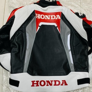 New Men's Honda Stylish Riding Gear Motorbike Jacket Biker Rider Genine Cowhide Leather Jacket image 2