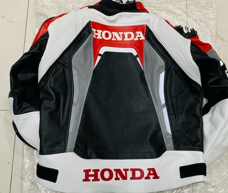 New Men's Honda Stylish Riding Gear Motorbike Jacket Biker Rider Genine Cowhide Leather Jacket image 2