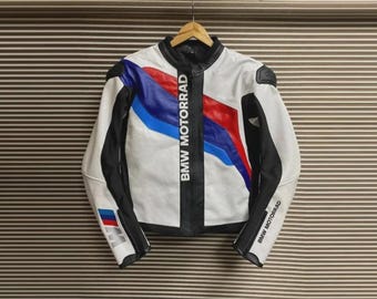BMW Motorrad Motorcycle Racing Leather Jacket Genuine Cowhide