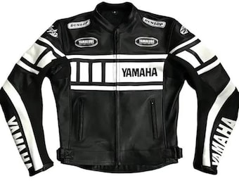 Yamaha Racing Motorbike Cowhide Leather Jacket MotoGP Motorcycle Biker Jacket