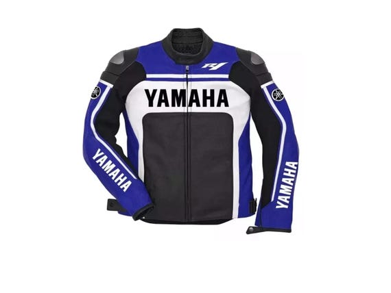 Mens Yamaha Racing Cowhide Leather Motorcycle Jacket, Motorbike Riding Bike Jacket