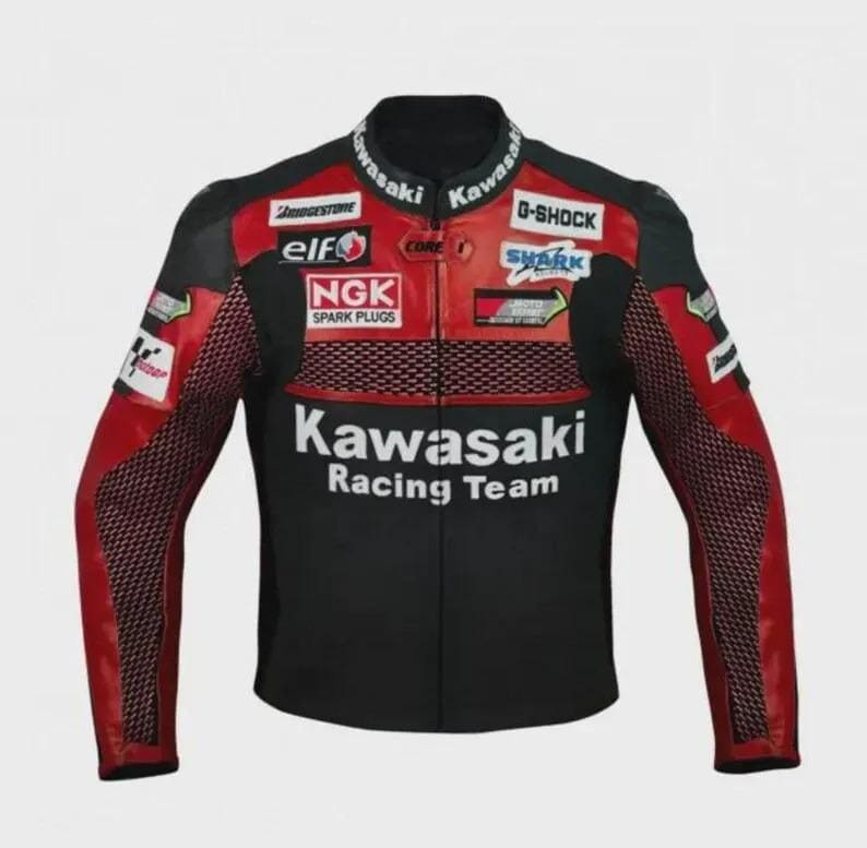Red Kawasaki Leather Motorcycle Racing Jacket -ninja MOTOGP
