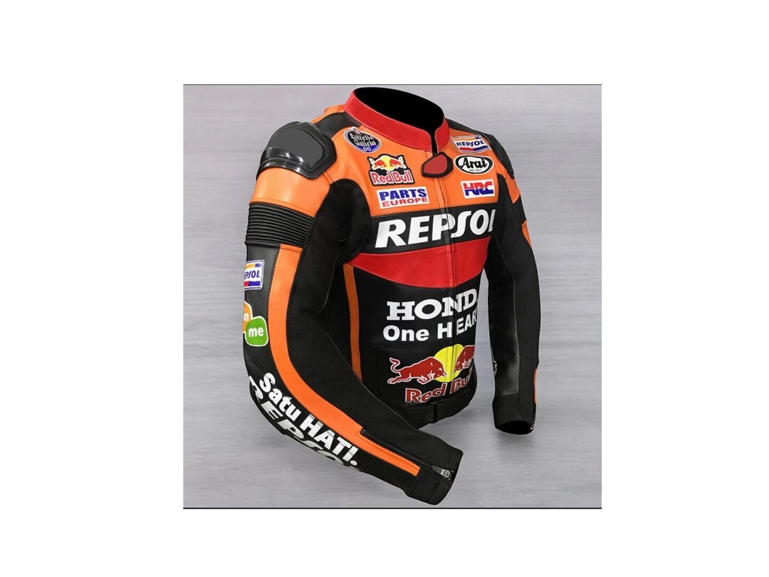 Honda Repsol Leather Motorcycle Racing Jacket: CE Armored Motorbike ...