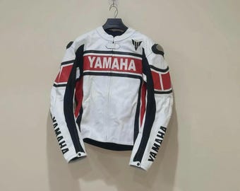 Yamaha Racing Cowhide Leather Motorcycle Jacket, CE Armored