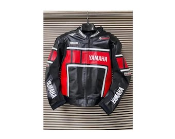 Yamaha Racing Motorbike Cowhide Leather Jacket MotoGP Motorcycle Biker Jacket