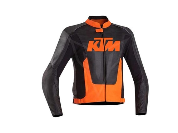 KTM Racing Cowhide Leather Motorcycle Jacket – Armored, CE Approved
