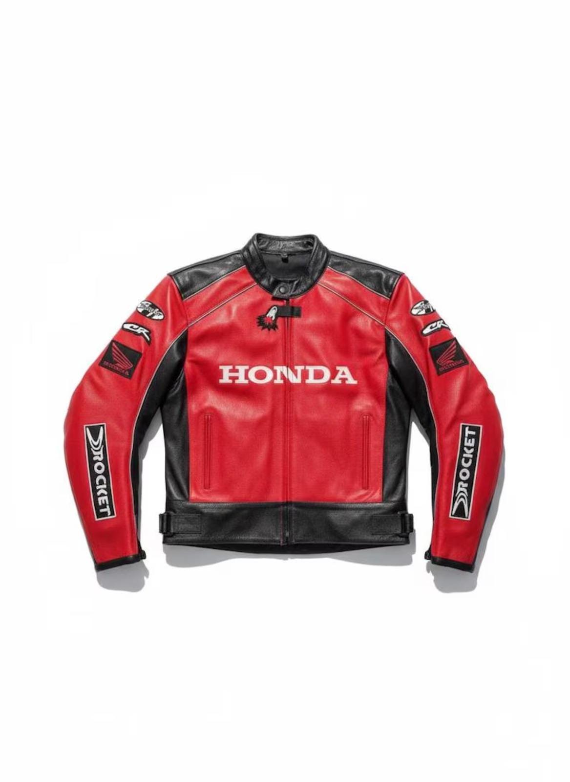 Mens Red Honda Stylish Riding Gear Motorbike Jacket Biker Rider