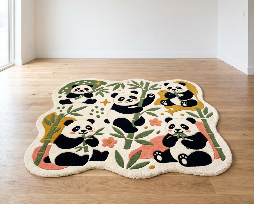 Panda Rug Tufting Kawaii Panda Rug, Cute Panda Area Rug for Nursery & Kids Bedroom ...