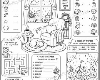 Scheda di attività per bambini da fare in una giornata di pioggia – Pagina di attività stampabile per bambini