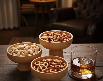 Handmade Wooden Snack Bowls Set – Natural Serving Bowls