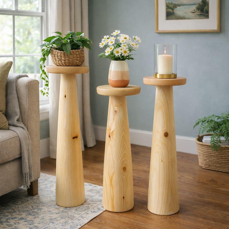 Handmade Solid Wood Pedestal - Rustic Sculpture Riser, Plant Stand - Etsy