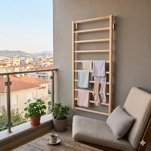 Houten droogrek voor wandmontage | Opvouwbare wasmand