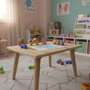 Table en bois Montessori pour enfants, jeu d'étude, table de lecture pour tout-petits