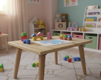 Montessorihouten kindertafel, studeertafel, leestafel voor peuters