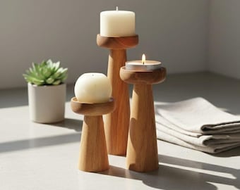 Handmade Wooden Candle Holders | Natural Wood | Minimal Design