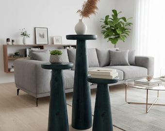 Massief houten sokkel, moderne displaykolom, houten plantenstandaard, sculptuurverhoger