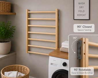 Wall Mounted Wooden Drying Rack,Space Saving Towel Rack,Wood Clothes Aire