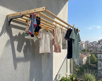 Tendedero de madera para pared, organizador para la lavandería